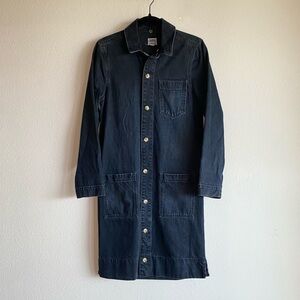 ASOS Dark Wash Long Sleeve Button Up Collared Dress